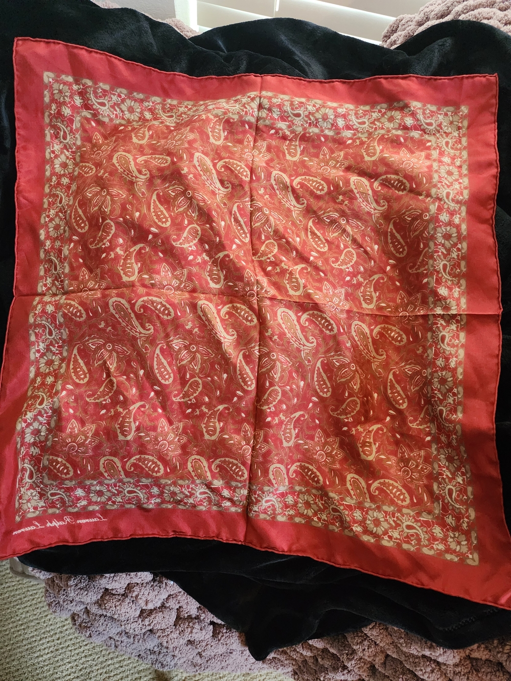 Lauren Ralph Lauren Red Floral Silk Scarf